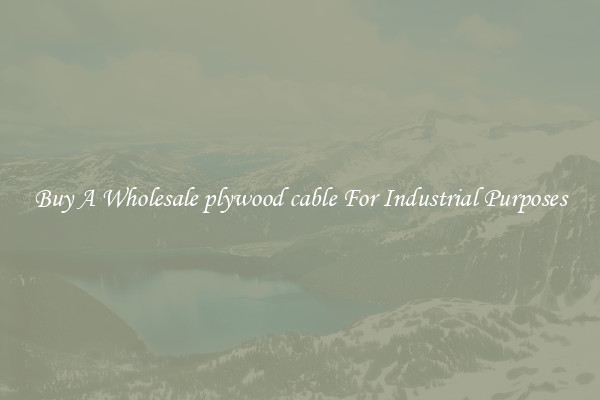 Buy A Wholesale plywood cable For Industrial Purposes